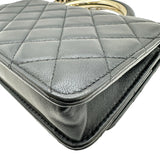 シャネル CHANEL マトラッセトップハンドルチェーンウォレット ブラック ゴールド金具 ラムスキン レディース ショルダーバッグ