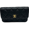 シャネル CHANEL マトラッセチェーンポーチ ブラック ゴールド金具 ラムレザー レディース ポーチ