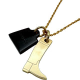エルメス HERMES アミュレットマロキニエケリーネックレス ブラウン ゴールド金具 メタル・バッファローホーン アクセサリー