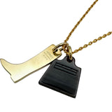 エルメス HERMES アミュレットマロキニエケリーネックレス ブラウン ゴールド金具 メタル・バッファローホーン アクセサリー