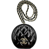 シャネル CHANEL チェーンストラップミラー 31番台 ブラック ゴールド金具 パテント・メタル レディース 手鏡・コンパクト