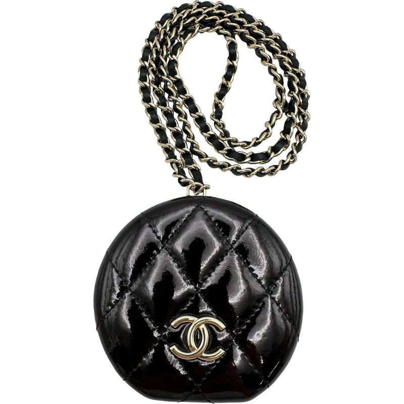 シャネル CHANEL チェーンストラップミラー 31番台 ブラック ゴールド