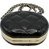 シャネル CHANEL チェーンストラップミラー 31番台 ブラック ゴールド金具 パテント・メタル レディース 手鏡・コンパクト