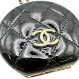 シャネル CHANEL チェーンストラップミラー 31番台 ブラック ゴールド金具 パテント・メタル レディース 手鏡・コンパクト