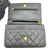 シャネル CHANEL マトラッセチェーンウォレット AP0250 ブラック ゴールド金具 キャビアスキン レディース 長財布