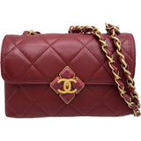 シャネル CHANEL マトラッセチェーンショルダーバッグ AS2633 レッド系 ゴールド金具 ラムスキン レディース ショルダーバッグ