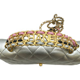 シャネル CHANEL マトラッセトップハンドルチェーンウォレット シルバー ゴールド金具 ラムスキン レディース ショルダーバッグ