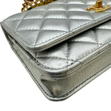 シャネル CHANEL マトラッセトップハンドルチェーンウォレット シルバー ゴールド金具 ラムスキン レディース ショルダーバッグ