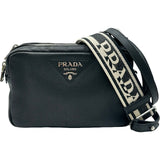 プラダ PRADA スモールレザーショルダーバッグ 1BH082 ブラック シルバー金具 レザー レディース ショルダーバッグ
