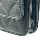 シャネル CHANEL マトラッセチェーンウォレット AP0250 ブラック シルバー金具 キャビアスキン レディース ショルダーバッグ