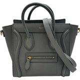 セリーヌ CELINE ラゲージナノショッパー 189243 グレー系 ゴールド金具 ドラムドカーフスキン レディース ショルダーバッグ