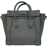 セリーヌ CELINE ラゲージナノショッパー 189243 グレー系 ゴールド金具 ドラムドカーフスキン レディース ショルダーバッグ
