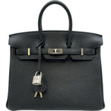 エルメス HERMES バーキン25 K刻印 ブラック シルバー金具 トゴ レディース ハンドバッグ