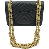 シャネル CHANEL 2.55ミニフラップチェーンショルダーVステッチ AS0874 ブラック ゴールド金具 エイジドカーフ レディース ショルダーバッグ