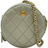 シャネル CHANEL マトラッセラウンドミニチェーンショルダー 31番台 グレー ゴールド金具 ラムスキン レディース ショルダーバッグ