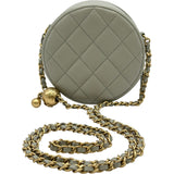 シャネル CHANEL マトラッセラウンドミニチェーンショルダー 31番台 グレー ゴールド金具 ラムスキン レディース ショルダーバッグ
