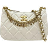 シャネル CHANEL マトラッセココマークチェーンショルダー AP3847 ホワイト ゴールド金具 ラムスキン レディース ショルダーバッグ