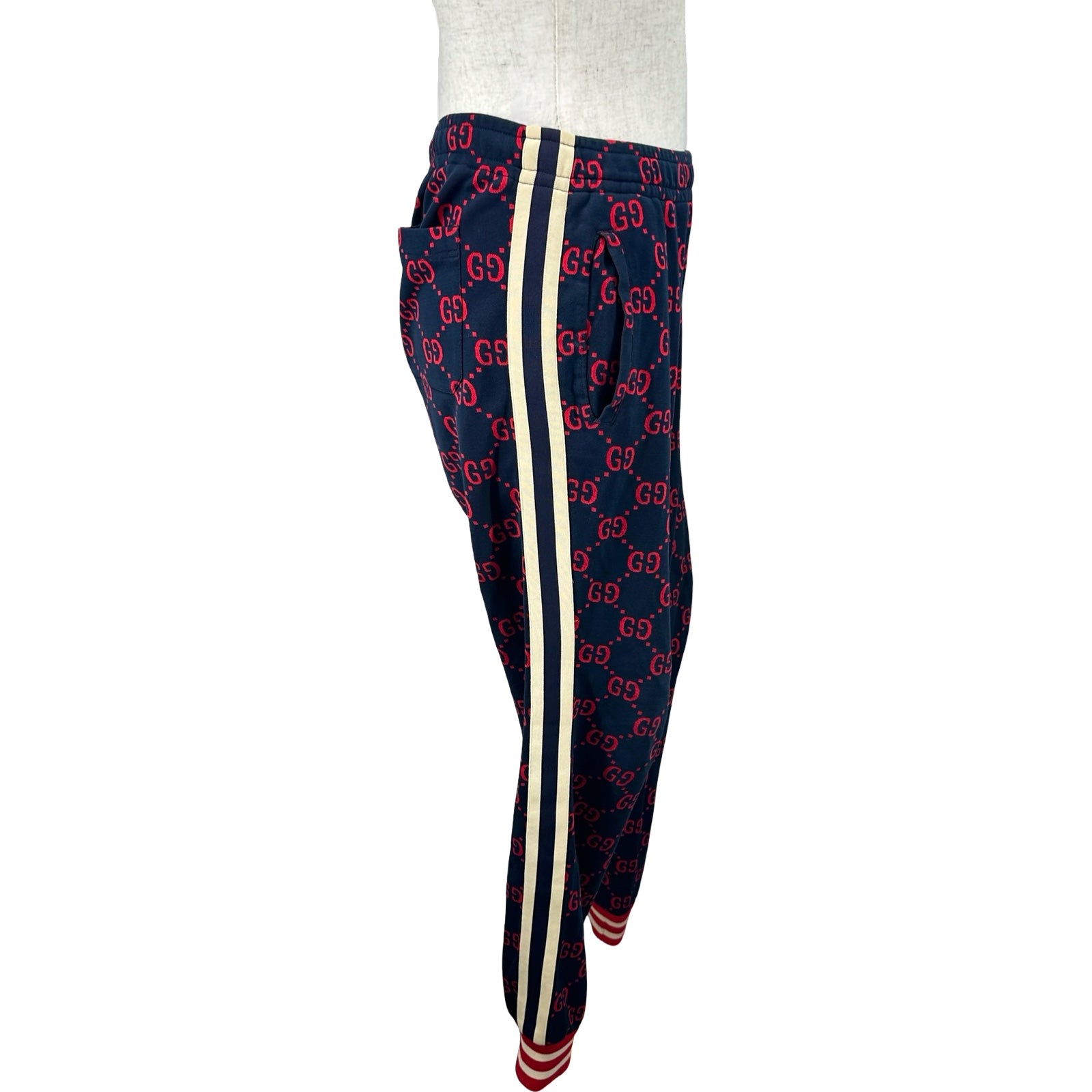 グッチ GUCCI GG総柄トラックパンツ 496920 ネイビー コットン メンズ