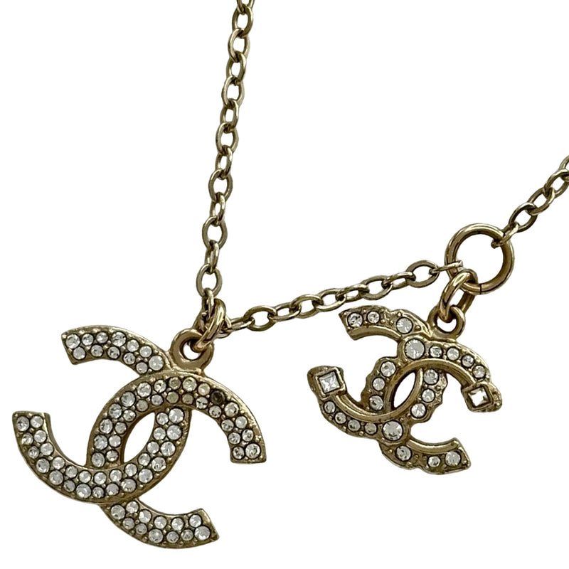 シャネル CHANEL ココマーク ラインストーンパールネックレス ゴールド