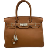 エルメス HERMES バーキン30 C刻印 ゴールド シルバー金具 トゴ レディース ハンドバッグ