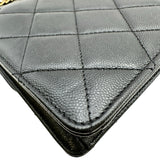 シャネル CHANEL マトラッセフラップチェーンショルダー ブラック ゴールド金具 キャビアスキン レディース ショルダーバッグ