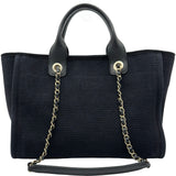 シャネル CHANEL ドーヴィル スモールショッピングバッグ AS3257 ブラック ゴールド金具 コットンファイバー レディース トートバッグ