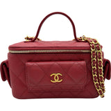 シャネル CHANEL トップハンドルバニティ2WAYバッグ AP3017 レッド ゴールド金具 キャビアスキン レディース ショルダーバッグ