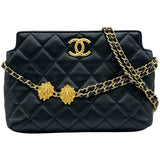 シャネル CHANEL マトラッセ ココマーク ライオンモチーフ チェーンクラッチ AP3429 ブラック ゴールド金具 ラムスキン レディース クラッチバッグ