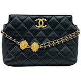 シャネル CHANEL マトラッセ ココマーク ライオンモチーフ チェーンクラッチ AP3429 ブラック ゴールド金具 ラムスキン レディース クラッチバッグ