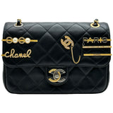 シャネル CHANEL マトラッセ・クリップココ Wチェーンショルダー AS2978 ブラック シルバー/ゴールド金具 ラムスキン/ラインストーン レディース ショルダーバッグ
