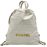 シャネル CHANEL CHANEL 22 バッグパック AS3859 ホワイト ゴールド金具 カーフスキン レディース リュック・デイパック