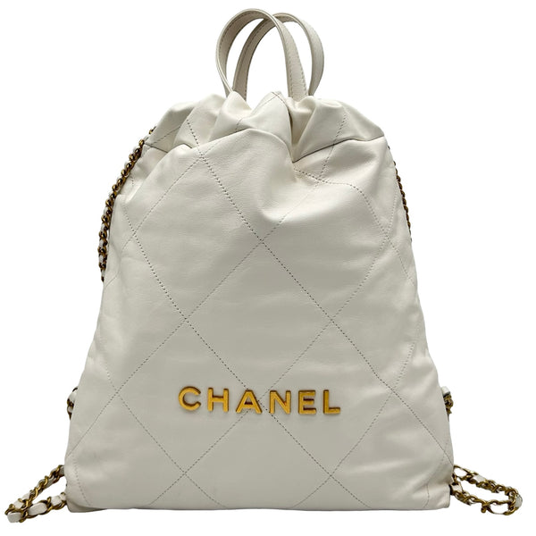 シャネル CHANEL CHANEL 22 バッグパック AS3859 ホワイト ゴールド