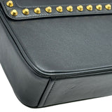 プラダ PRADA ロゴ スタッズ チェーンショルダー 1BD147 ブラック ゴールド金具 カーフスキン レディース ショルダーバッグ