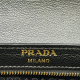 プラダ PRADA ロゴ スタッズ チェーンショルダー 1BD147 ブラック ゴールド金具 カーフスキン レディース ショルダーバッグ