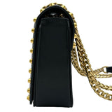 プラダ PRADA ロゴ スタッズ チェーンショルダー 1BD147 ブラック ゴールド金具 カーフスキン レディース ショルダーバッグ