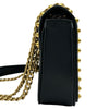 プラダ PRADA ロゴ スタッズ チェーンショルダー 1BD147 ブラック ゴールド金具 カーフスキン レディース ショルダーバッグ