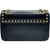 プラダ PRADA ロゴ スタッズ チェーンショルダー 1BD147 ブラック ゴールド金具 カーフスキン レディース ショルダーバッグ