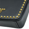 プラダ PRADA ロゴ スタッズ チェーンショルダー 1BD147 ブラック ゴールド金具 カーフスキン レディース ショルダーバッグ