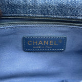 シャネル CHANEL ロゴプリントWチェーンショルダーバッグ AS3134 ブルー ゴールド金具 デニム レディース ショルダーバッグ