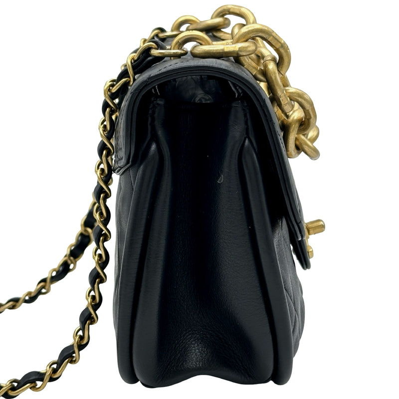 シャネル CHANEL マトラッセ2WAYチェーンショルダー ブラック ゴールド