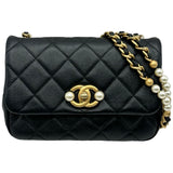 シャネル CHANEL マトラッセ パールチェーンショルダーバッグ AS3000 ブラック ゴールド金具 カーフスキン/パール レディース ショルダーバッグ