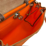 エルメス HERMES エールバッグジップPM B刻印 オレンジ/ゴールド シルバー金具 トワル/ハンター レディース ショルダーバッグ