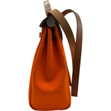 エルメス HERMES エールバッグジップPM B刻印 オレンジ/ゴールド シルバー金具 トワル/ハンター レディース ショルダーバッグ