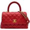 シャネル CHANEL ココハンドル XS A92990 27番台 レッド ゴールド金具 キャビアスキン レディース ショルダーバッグ