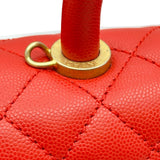 シャネル CHANEL ココハンドル XS A92990 27番台 レッド ゴールド金具 キャビアスキン レディース ショルダーバッグ