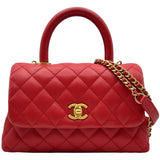 シャネル CHANEL ココハンドル XS A92990 27番台 レッド ゴールド金具 キャビアスキン レディース ショルダーバッグ