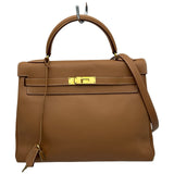 エルメス HERMES ケリー32 内縫い □C刻印 ナチュラル　ゴールド金具 クシュベル レディース ショルダーバッグ