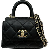シャネル CHANEL ココハンドル マイクロ AP4245 ブラック ゴールド金具 キャビアスキン メンズ ショルダーバッグ