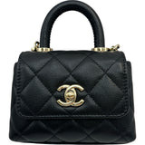 シャネル CHANEL ココハンドル マイクロ AP4245 ブラック ゴールド金具 キャビアスキン メンズ ショルダーバッグ