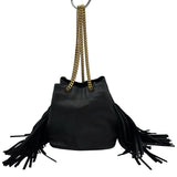 サンローラン SAINT LAURENT フリンジ付チェーンショルダー 434594 ブラック ゴールド金具 レザー/スエード レディース ショルダーバッグ